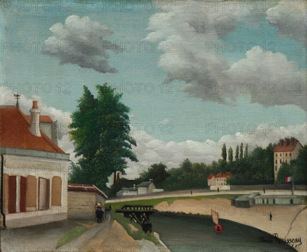 Outskirts of Paris, c. 1897-1905. Henri Rousseau (French, 1844-1910). Oil on fabric; framed: 56.5 x 65.5 x 8 cm (22 1/4 x 25 13/16 x 3 1/8 in.); unframed: 37.8 x 45.8 cm (14 7/8 x 18 1/16 in.)