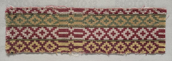 Textile Fragment, 19th century. Morocco, 19th century. Plain compound cloth; silk; average: 23 x 6.5 cm (9 1/16 x 2 9/16 in.)