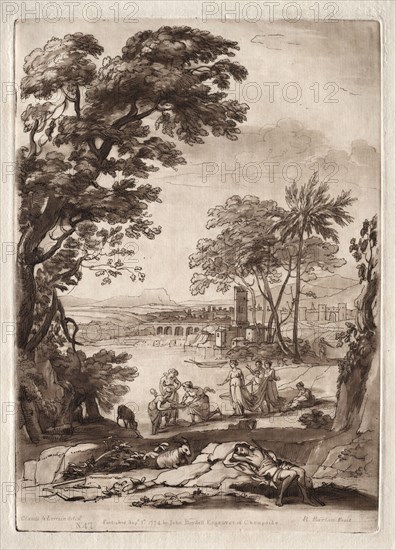 Liber Veritatis:  No. 47, A River Scene with the Finding of Moses, 1774. Richard Earlom (British, 1743-1822). Etching and mezzotint