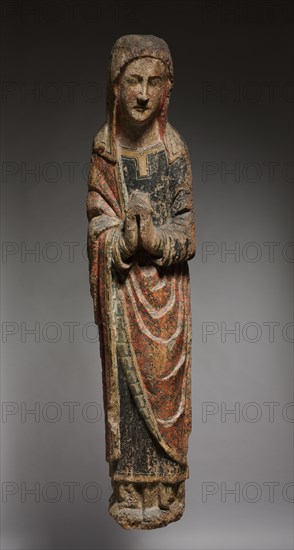 Mourning Virgin, c. 1250-1275. Spain, Kingdom of Castile and Leon, 13th century. Polychromed oak; overall: 151.2 x 33 x 21.6 cm (59 1/2 x 13 x 8 1/2 in.).