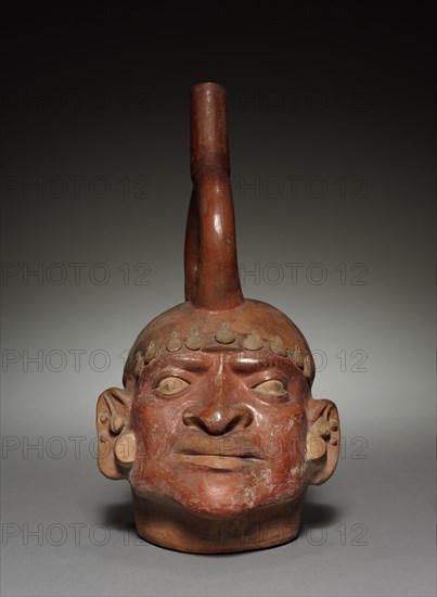 Bottle, before 1930. Peru, Mochica. Pottery; overall: 29.4 x 15.3 x 19 cm (11 9/16 x 6 x 7 1/2 in.).