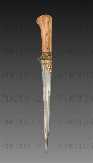 Dagger, 1700s-1800s. India, 18th-19th Century. Silver inlay and leather; overall: 42 cm (16 9/16 in.).