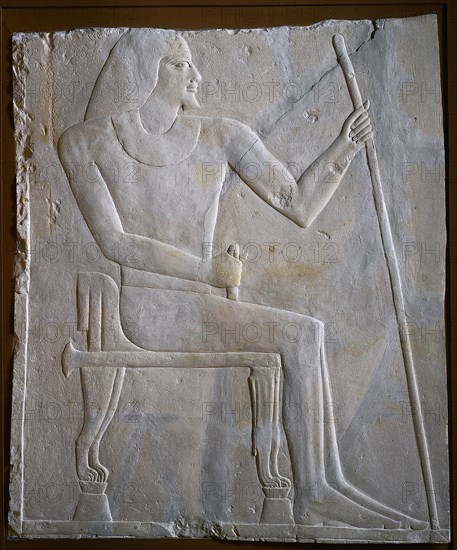 Relief of Nyankhnesut Seated, c. 2311-2281 BC. Egypt, Saqqara, Old Kingdom, Early Dynasty 6, 2311-2140 BC. Painted limestone; overall: 98.7 x 80.6 cm (38 7/8 x 31 3/4 in.).