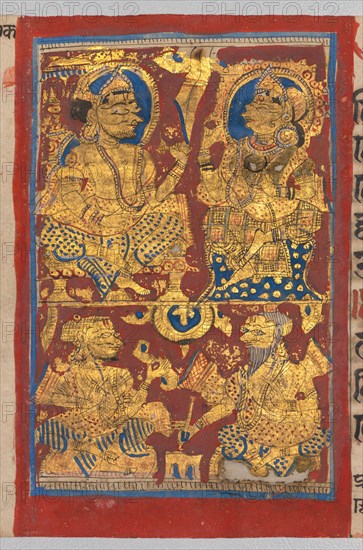 Kalpa-sutra Manuscript with 24 Miniatures, c. 1475-1500. Western India, Gujarat, last quarter of the 15th century. Opaque watercolor, ink, and gold on paper; overall: 12.5 x 25.7 cm (4 15/16 x 10 1/8 in.).