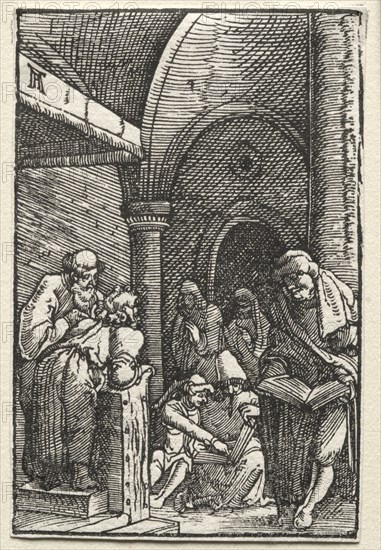 The Fall and Redemption of Man:  Christ Disputing with the Doctors, c. 1515. Albrecht Altdorfer (German, c. 1480-1538). Woodcut