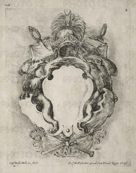 Collection of Various Caprices and New Designs of Cartouches and Ornaments:  No. 4. Stefano Della Bella (Italian, 1610-1664). Etching