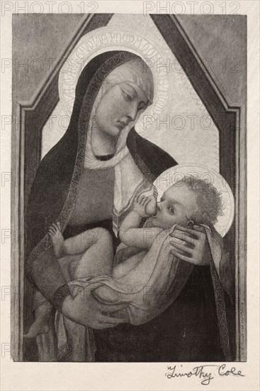Old Italian Masters:  Madonna and Child, 1888-1892. Timothy Cole (American, 1852-1931). Wood engraving