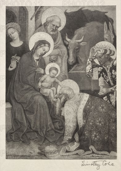Old Italian Masters:  The Adoration of the Magi, 1887. Timothy Cole (American, 1852-1931). Wood engraving