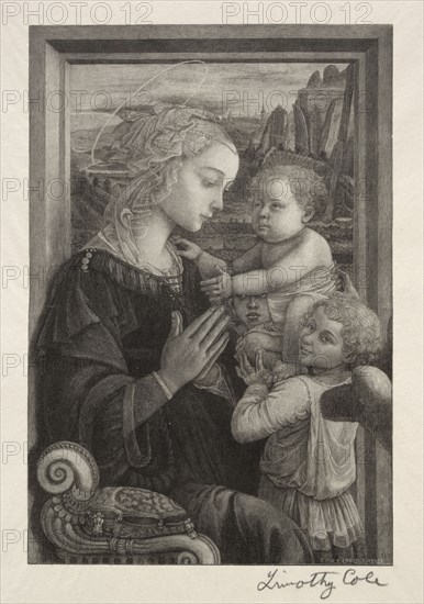Old Italian Masters:  The Virgin Adoring the Infant Christ, 1888-1892. Timothy Cole (American, 1852-1931). Wood engraving