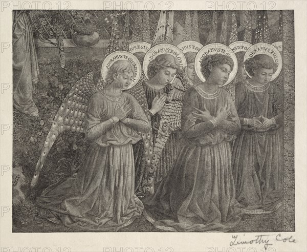Old Italian Masters:  Group of Angels, 1888-1892. Timothy Cole (American, 1852-1931). Wood engraving