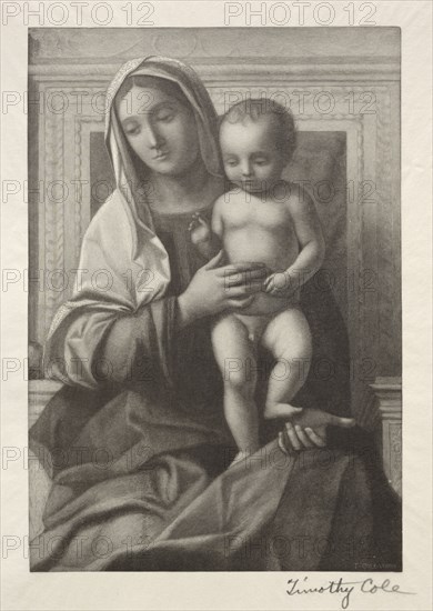 Old Italian Masters:  Madonna and Child, 1888-1892. Timothy Cole (American, 1852-1931). Wood engraving