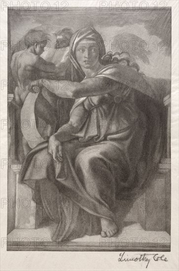 Old Italian Masters:  The Delphian Sibyl, 1890. Timothy Cole (American, 1852-1931). Wood engraving