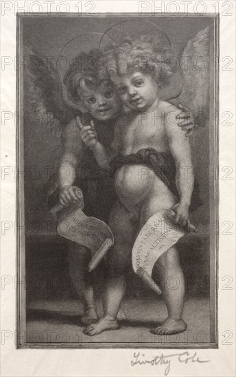 Old Italian Masters:  Two Child Angels, 1888-1892. Timothy Cole (American, 1852-1931). Wood engraving