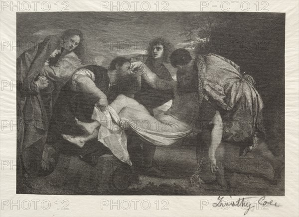 Old Italian Masters:  The Entombment, 1889. Timothy Cole (American, 1852-1931). Wood engraving