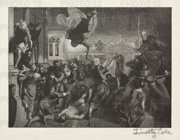 Old Italian Masters:  The Miracle of St. Mark, 1888-1892. Timothy Cole (American, 1852-1931). Wood engraving