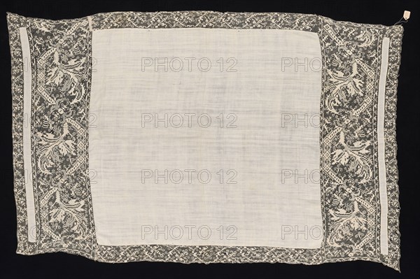 Cloth with Border of Vegetal Pattern, 19th century. Italy, 19th century. Plain weave linen with needle lace, filet/lacis (knotted ground and darned in two directions); bleached linen (est.); overall: 91 x 141.7 cm (35 13/16 x 55 13/16 in.)