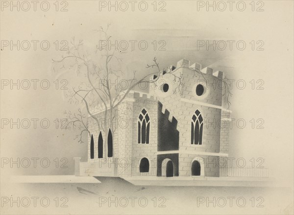 A Gothic Church by Moonlight, 1890. Mary Altha Nims (American, 1817-1907). Pencil; image: 12.4 x 19.1 cm (4 7/8 x 7 1/2 in.).