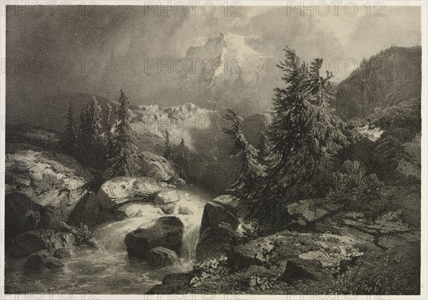 Storm in the Alps. Alexandre Calame (Swiss, 1810-1864). Lithograph