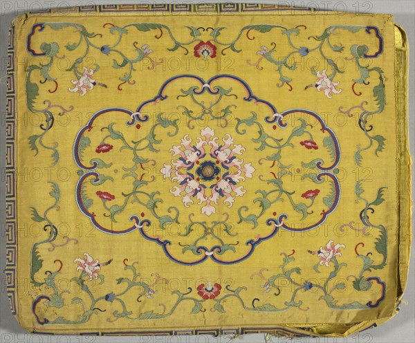 Cushion Cover, 1700s. China, 18th century. Silk, metallic thread; overall: 52.1 x 42.6 cm (20 1/2 x 16 3/4 in.)