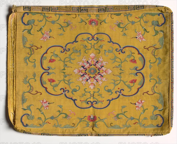 Cushion Cover, 1700s. China, 18th century. Silk, metallic thread; overall: 51.8 x 42 cm (20 3/8 x 16 9/16 in.)