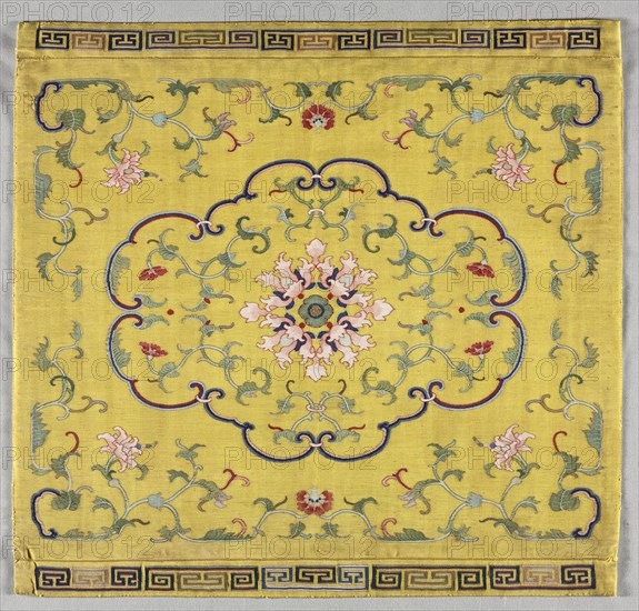 Cushion Cover, 1700s. China, 18th century. Silk, metallic thread; overall: 48.9 x 51.4 cm (19 1/4 x 20 1/4 in.)