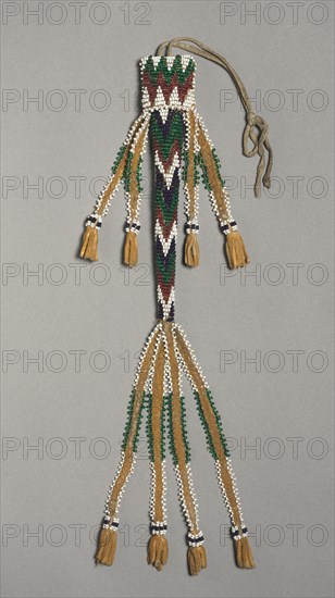 Awl Case, c. 1890. America, Native North American, Plains, Gaigwu (Kiowa) people, Post-Contact. Native-tanned hide, glass beads, cotton thread; overall: 33.7 cm (13 1/4 in.).