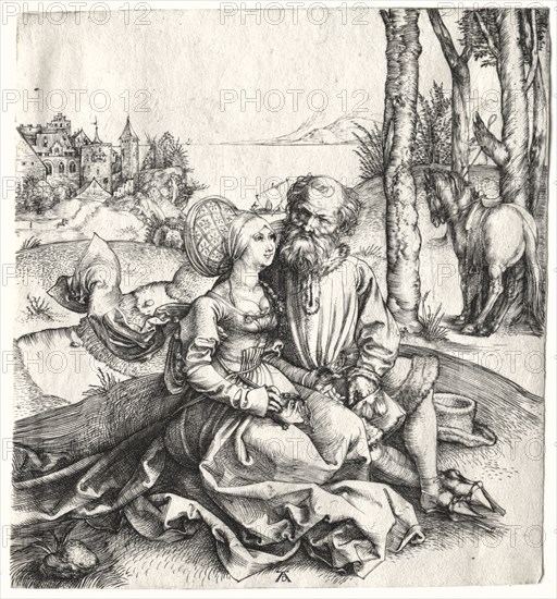 The Offer of Love (or The Ill-Assorted Couple), 1495-1496. Albrecht Dürer (German, 1471-1528). Engraving; sheet: 14.8 x 13.7 cm (5 13/16 x 5 3/8 in.)