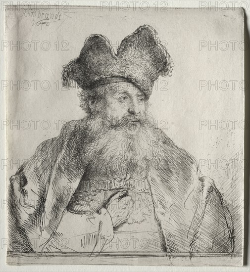 Old Man with a Divided Fur Cap, 1640. Rembrandt van Rijn (Dutch, 1606-1669). Etching and drypoint; sheet: 15.2 x 13.9 cm (6 x 5 1/2 in.).