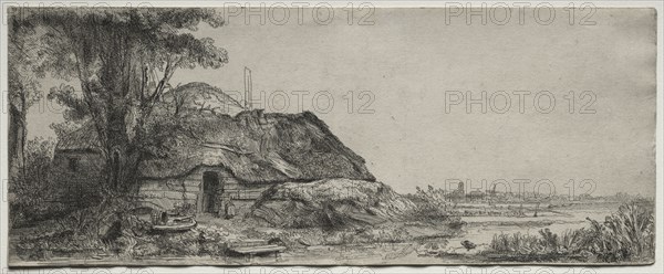 Landscape with a Cottage and a Large Tree, 1641. Rembrandt van Rijn (Dutch, 1606-1669). Etching and sulphur tint; sheet: 12.9 x 32.1 cm (5 1/16 x 12 5/8 in.)