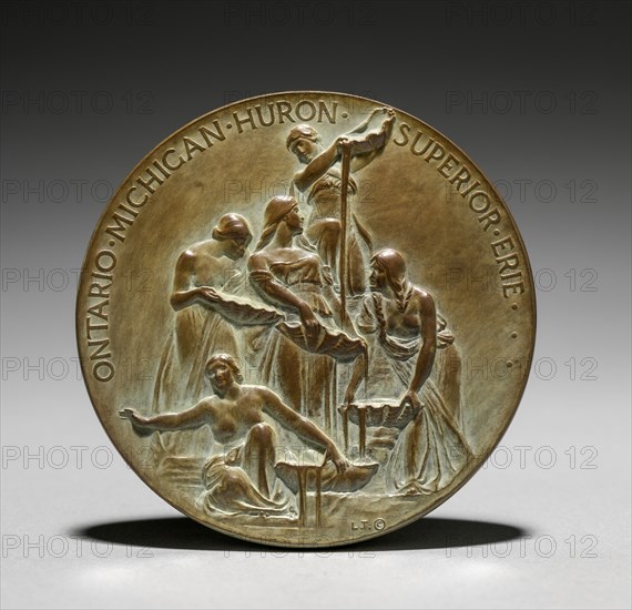 Medal: Ontario Sends Greetings to the Sea (reverse), 1800s-1900s. Lorado Taft (American, 1860-1936). Bronze; diameter: 7.4 cm (2 15/16 in.).