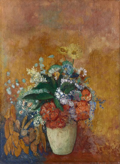 Vase of Flowers, c. 1905. Odilon Redon (French, 1840-1916). Oil on fabric; framed: 90.8 x 62.2 x 10.2 cm (35 3/4 x 24 1/2 x 4 in.); unframed: 73 x 59 cm (28 3/4 x 23 1/4 in.).
