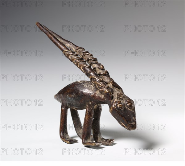 Gold Weight :  Antelope, 1800s. Guinea Coast, Ghana, Asante, 19th century. Brass, bronze; overall: 5.2 cm (2 1/16 in.)