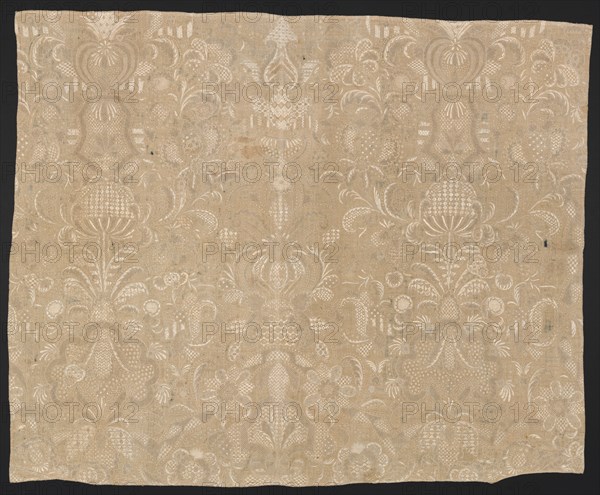 Fragment of Embroidered Cloth, 1700s. England or Ireland, 18th century. Embroidery; cotton; overall: 86.4 x 113 cm (34 x 44 1/2 in.)