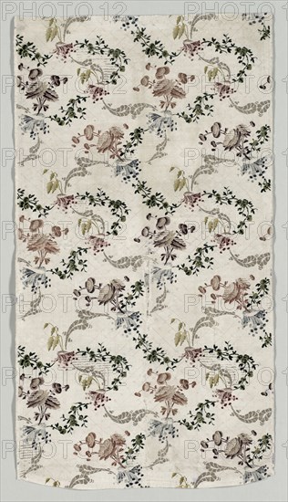 Length of Brocaded Silk, 1723-1774. Style of Jean Baptiste Pillement (French, 1728-1808). Brocade; silk, gold and silver threads; overall: 53.3 x 104.1 cm (21 x 41 in.)