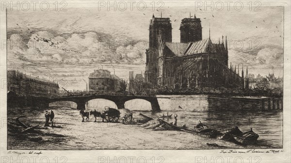 Etchings of Paris:  The Apsis of the Cathedral of Notre Dame, 1854. Charles Meryon (French, 1821-1868). Etching