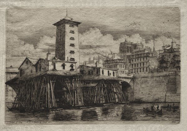 Etchings of Paris:  The Notre Dame Pump, 1852. Charles Meryon (French, 1821-1868). Etching