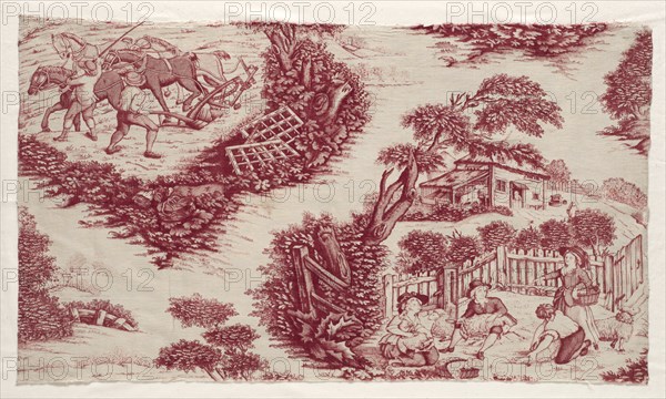 Fragment of Printed Cotton, c. 1785 - 1790. England, late 18th century. Copperplate printed cotton; overall: 40.6 x 71.1 cm (16 x 28 in.)