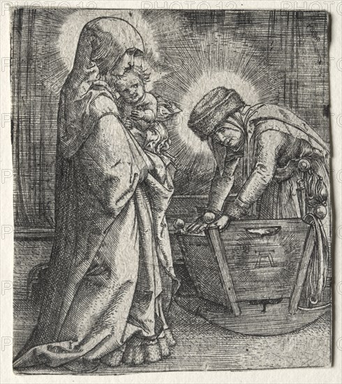 The Virgin with the Child and St. Anne at the Cradle, 1520-1526. Albrecht Altdorfer (German, c. 1480-1538). Engraving