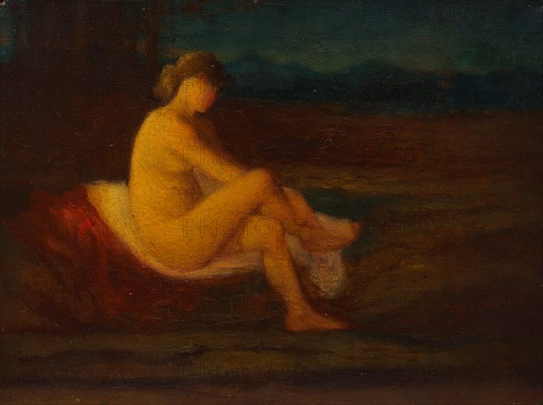 A Bather, 1800s. Robert Loftin Newman (American, 1827-1912). Oil on canvas; unframed: 15.8 x 21.3 cm (6 1/4 x 8 3/8 in.).