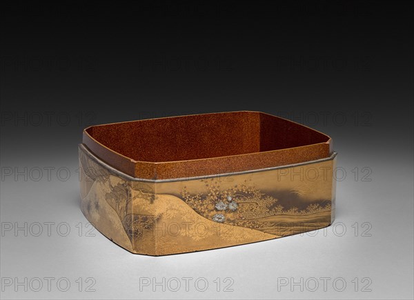 Lacquered Box, 1800s. Japan, 19th century. Lacquer with sprinkled gold; overall: 7.9 x 18.4 cm (3 1/8 x 7 1/4 in.).