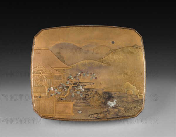 Lid for a Lacquered Box, 1800s. Japan, 19th century. Lacquer with sprinkled gold; overall: 2.9 x 18.4 cm (1 1/8 x 7 1/4 in.).