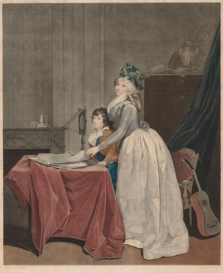 The Optical Viewer, c. 1794. Fréderic Cazenave (French), after Louis Léopold Boilly (French, 1761-1845). Etching and engraving hand colored with watercolor; overall: 65 x 47.2 cm (25 9/16 x 18 9/16 in.)
