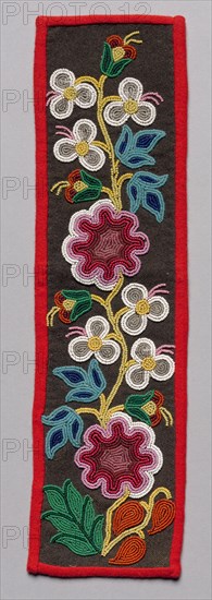 Beaded Panel, late 1800s. Northeast Woodlands, Great Lakes Region, Anishinaabe (Ojibwe) or Nehiyawak (Cree) People?. Glass beads on wool; overall: 38.7 x 10.8 cm (15 1/4 x 4 1/4 in.)