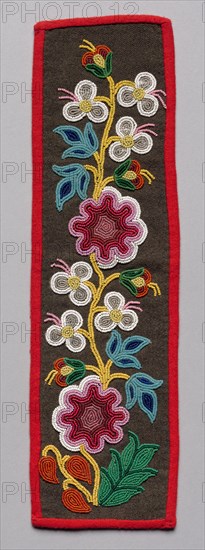 Beaded Panel, late 1800s. Northeast Woodlands, Great Lakes Region, Anishinaabe (Ojibwe) or Nehiyawak (Cree) People?. Glass beads on wool; overall: 38.9 x 11.4 cm (15 5/16 x 4 1/2 in.)