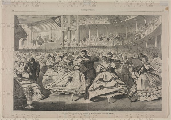 The Great Russian Ball at the Academy of Music, November 5, 1863, 1863. Winslow Homer (American, 1836-1910). Wood engraving