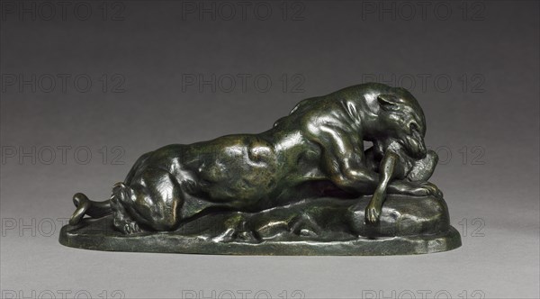 Jaguar, c. 1850. Antoine-Louis Barye (French, 1796-1875). Bronze; overall: 9.4 x 24.1 x 9.4 cm (3 11/16 x 9 1/2 x 3 11/16 in.)