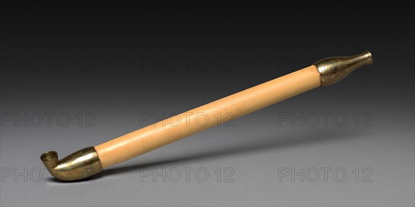 Tobacco Pipe, 1800s-1900s. Japan, 19th-20th century. Bamboo and brass; overall: 21.5 cm (8 7/16 in.).