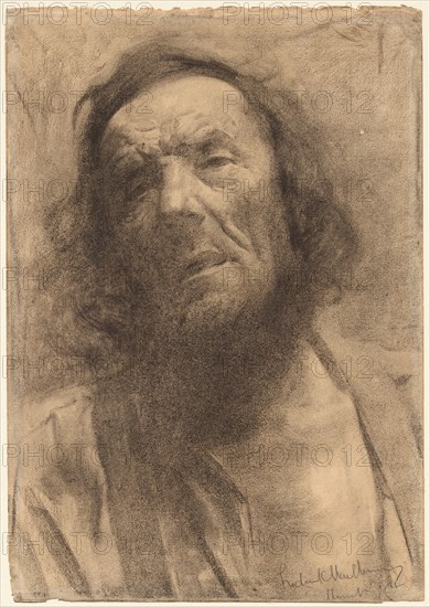 Head of a Man, 1884. Frederick William MacMonnies (American, 1863-1937). Charcoal (rubbed in places), with traces of brown chalk; sheet: 57.2 x 39.7 cm (22 1/2 x 15 5/8 in.).