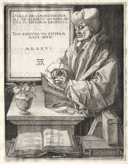 Desiderius Erasmus of Rotterdam, 1526. Albrecht Dürer (German, 1471-1528). Engraving