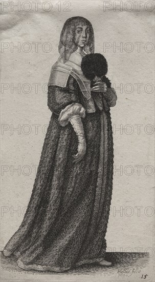 The Several Habits of English Women, from the Nobility to the Country Women as they are in these times:  The Veiled Woman, 1640. Wenceslaus Hollar (Bohemian, 1607-1677). Etching